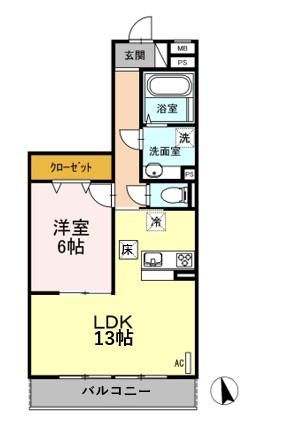 シャルマンハイム 102号室 間取り