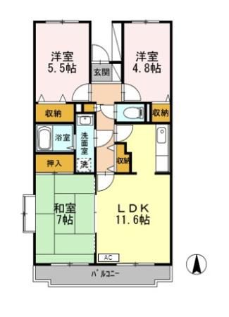 Bellevue参番館 406号室 間取り