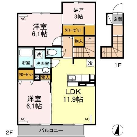 クレール湘南台Ⅳ A 203号室 間取り