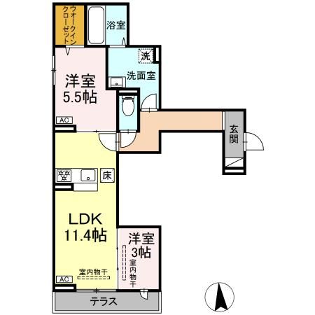 コグワルツ 102号室 間取り