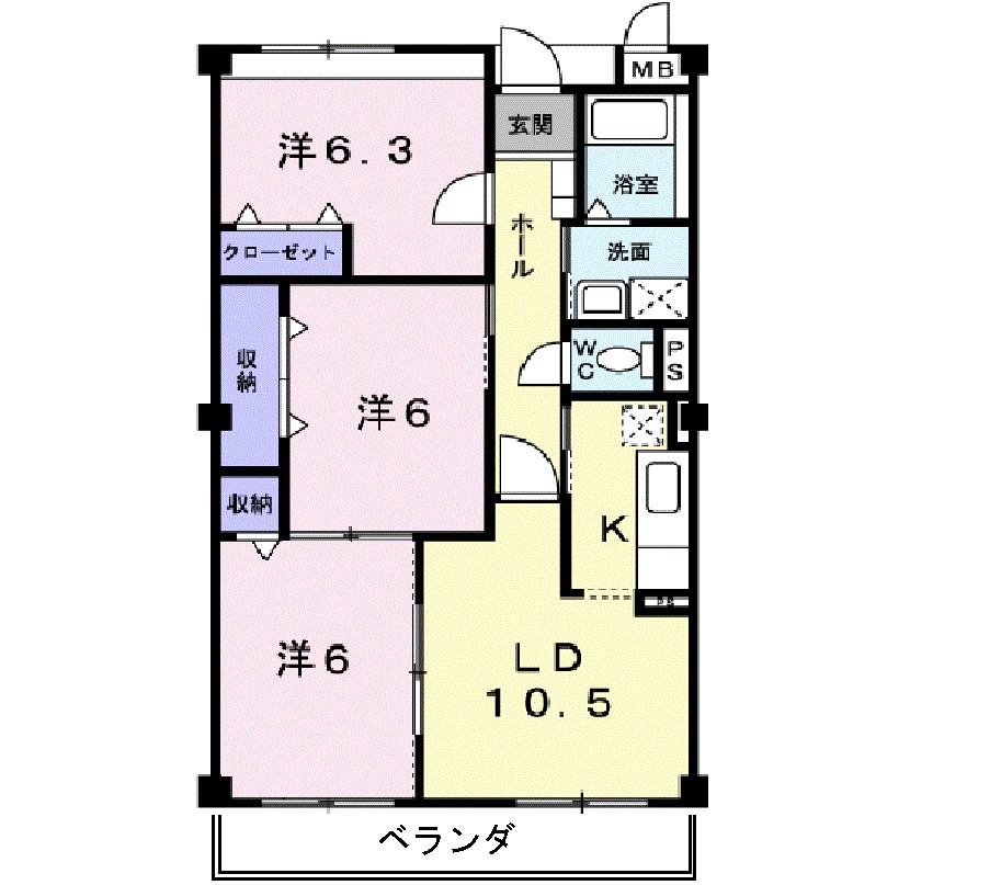 レインボーキャッスル 202号室 間取り
