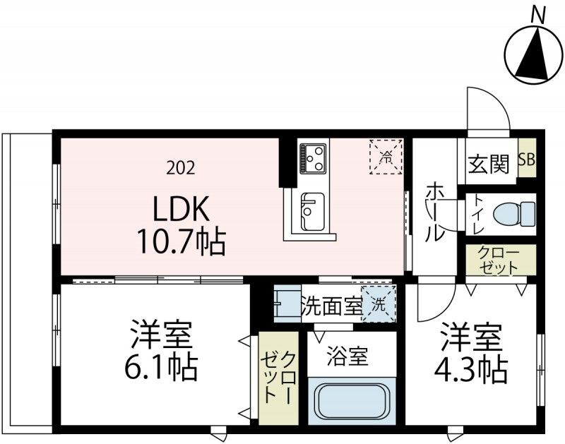ツァプフェン鎌倉 202号室 間取り