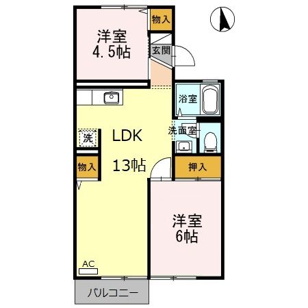 クオーレ　中屋敷２ 202号室 間取り
