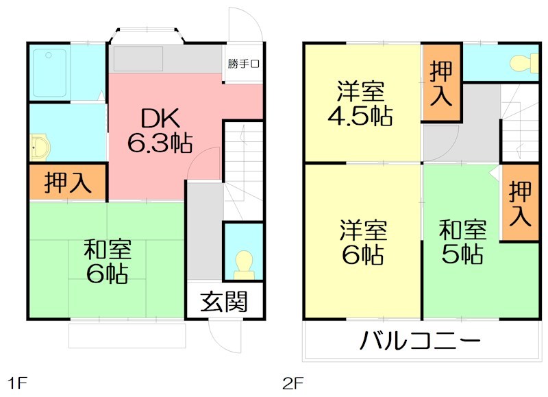 簑島テラスハウス  3号室 間取り