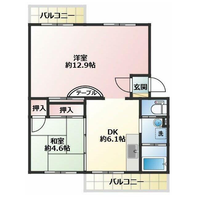 渋沢小田急ハイツ団地２号棟 間取り