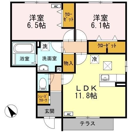ハイネスＣＤＦＥ　Ｅ 間取り