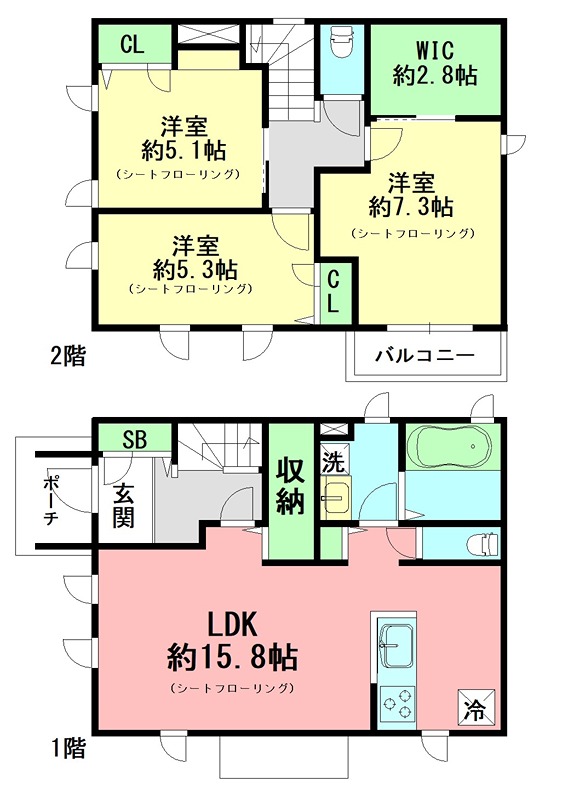 茅ヶ崎市旭が丘１３戸建住宅 間取り
