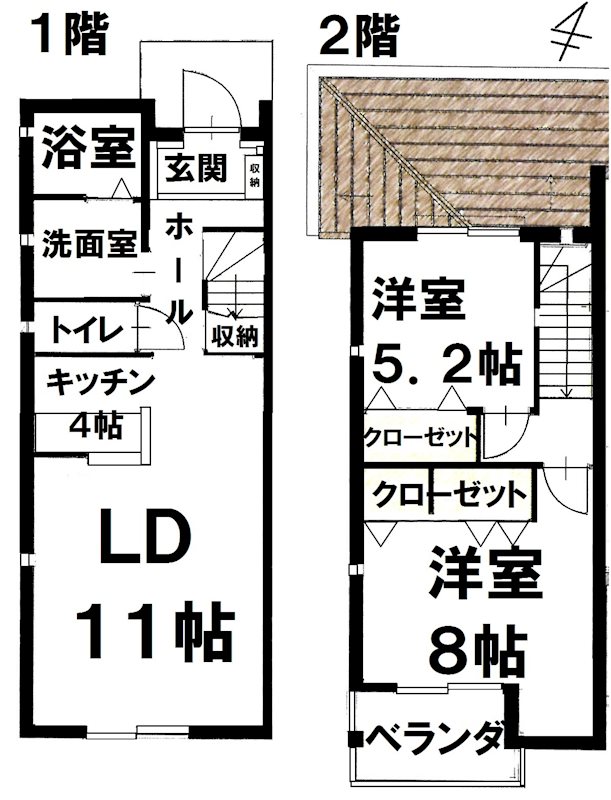 赤松町長谷川貸家 間取り図