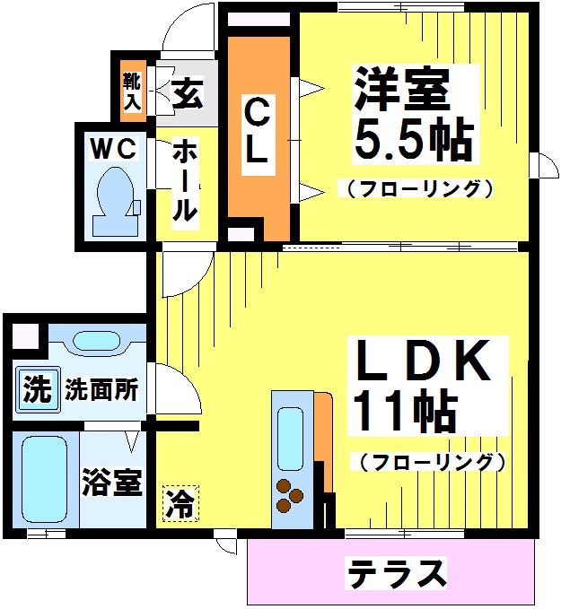 アゼリアテラス 102号室 間取り