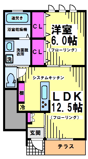 テラス リストーロ D号室 間取り