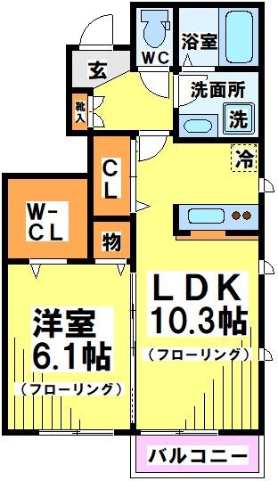 Win Bell柴崎（ウィンベルシバサキ） 106号室 間取り