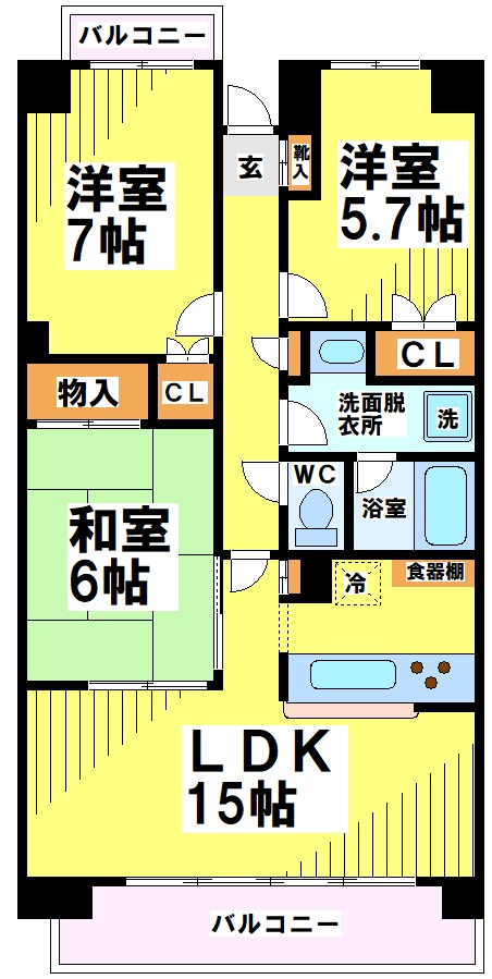 つつじヶ丘エクセルハイツⅢ 間取り