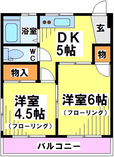 たけおハイツ 201号室 間取り