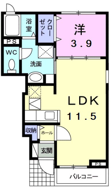 シェンデュグランペール 103号室 間取り