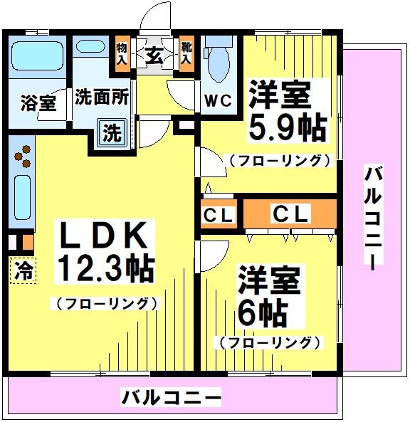 レジディア調布 401号室 間取り