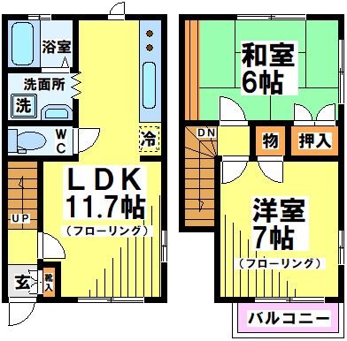メゾン若葉 B号室 間取り