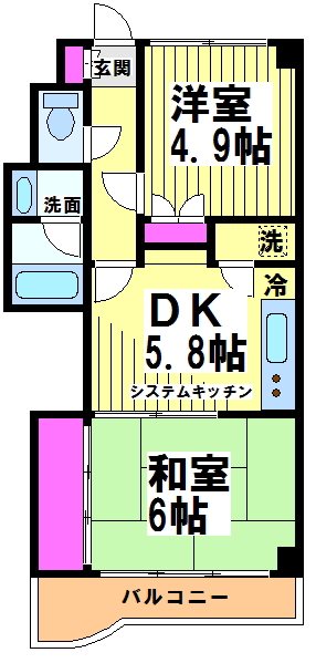 ベルエア調布 204号室 間取り