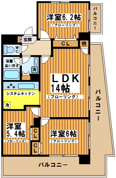 メルヴェーユ調布　 407号室 間取り