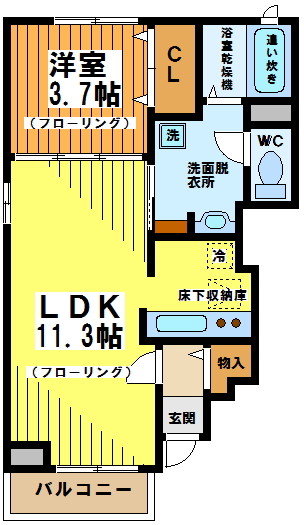 エレガンシア 104号室 間取り