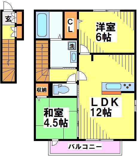 北野翠亭Ⅱ 210号室 間取り