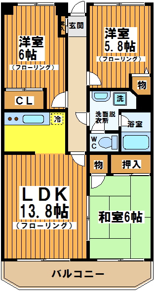 シャルマン成城 303号室 間取り