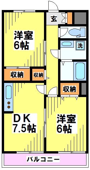エクセル八雲台 303号室 間取り