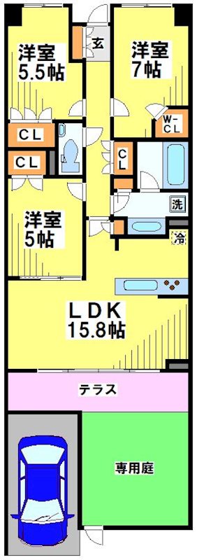 クレヴィア調布国領レジデンス　カームテラス 間取り