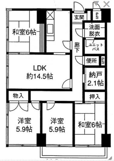 グランドール武戸野 1011号室 間取り