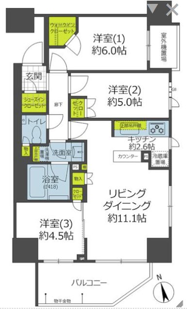 プレミスト調布駅前ブリリアントプレイス 402号室 間取り