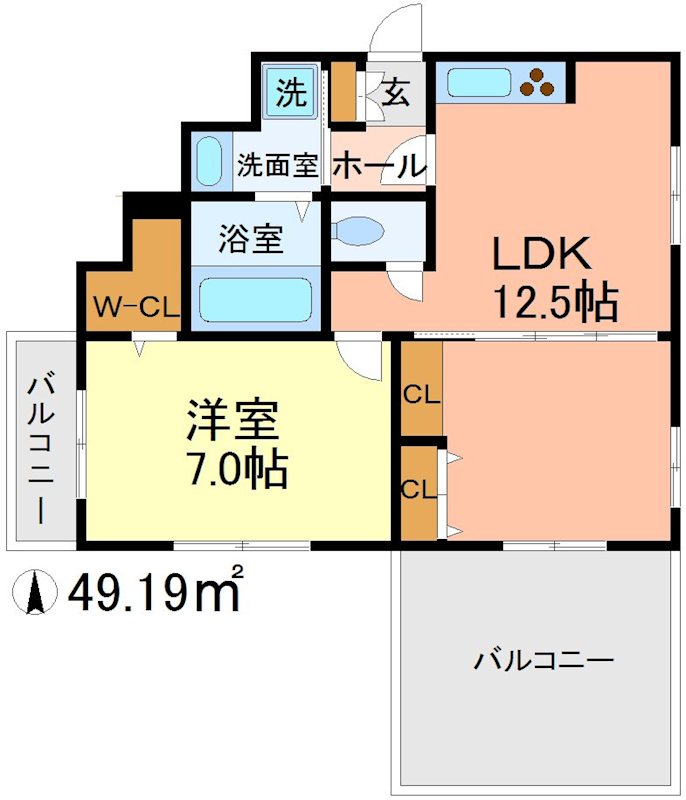 アネックス・K 1-A号室 間取り