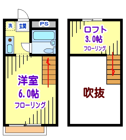 シャンブルドットつつじヶ丘 106号室 間取り