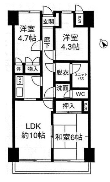 グランドール武戸野 708号室 間取り