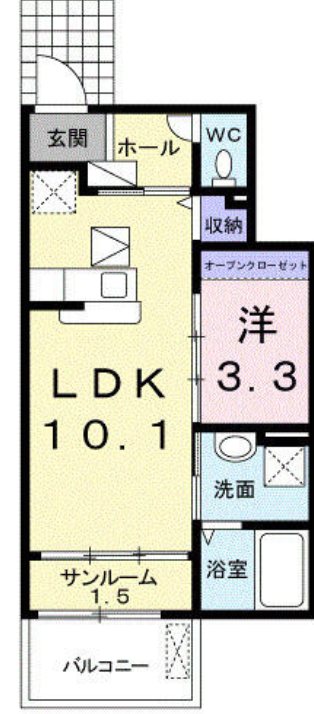 ベル　ソレイユ 103号室 間取り