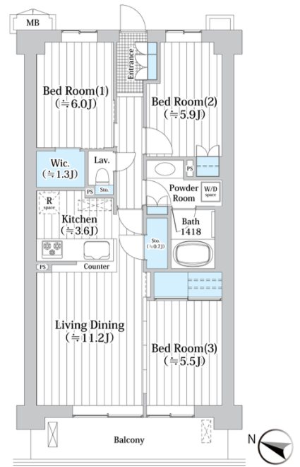 【アビティグランデ砧　A棟】 205号室 間取り