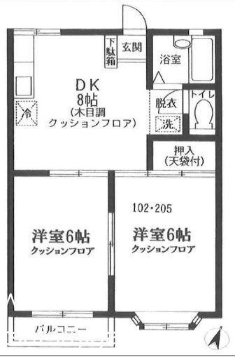 シルクウィング 205号室 間取り