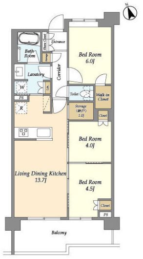 セレステラス調布ヶ丘 410号室 間取り