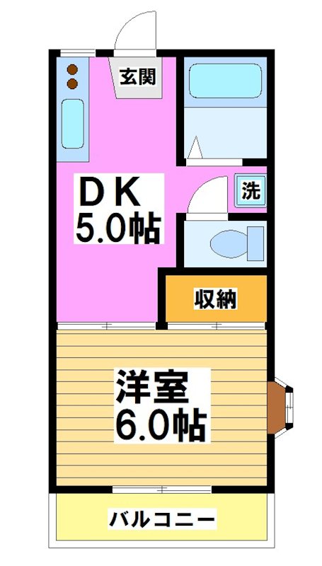 ファミーユ若葉B棟 206号室 間取り