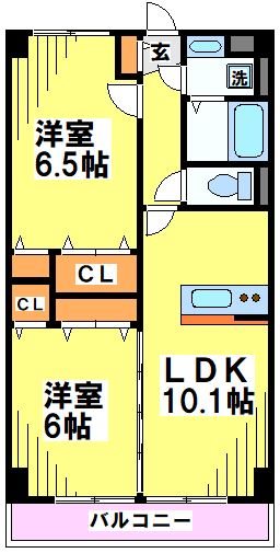 エコーヒルズ神代 103号室 間取り