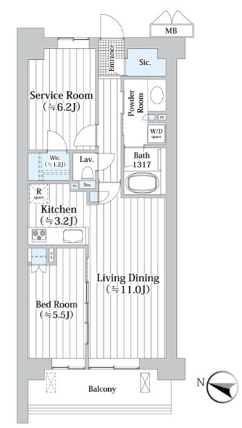 アビティグランデ砧　B棟 403号室 間取り