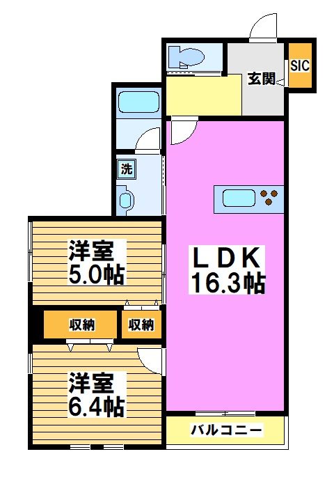 トライデント＝3/28入居可能＝ B号室 間取り