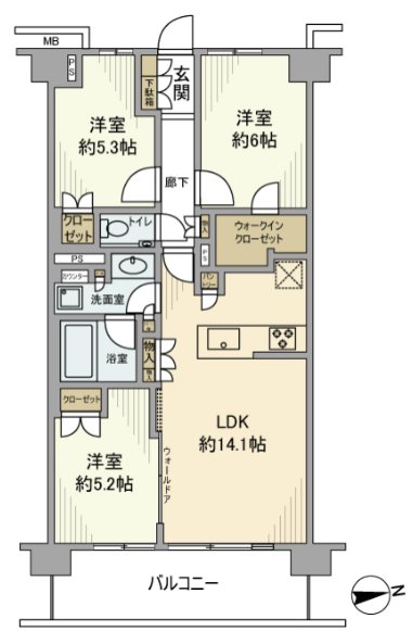 ブランズシティ調布 520号室 間取り