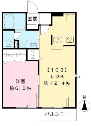 エルメゾン　ソレイユ 103号室 間取り