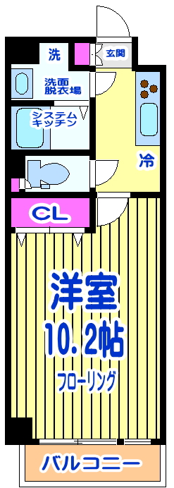 クラスターワン 405号室 間取り