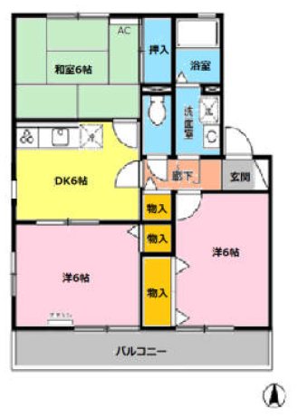 サザンクロス 205号室 間取り