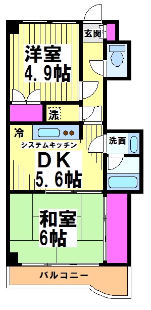ベルエア調布 308号室 間取り