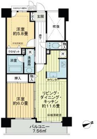 ライオンズプラザ調布シティ 702号室 間取り