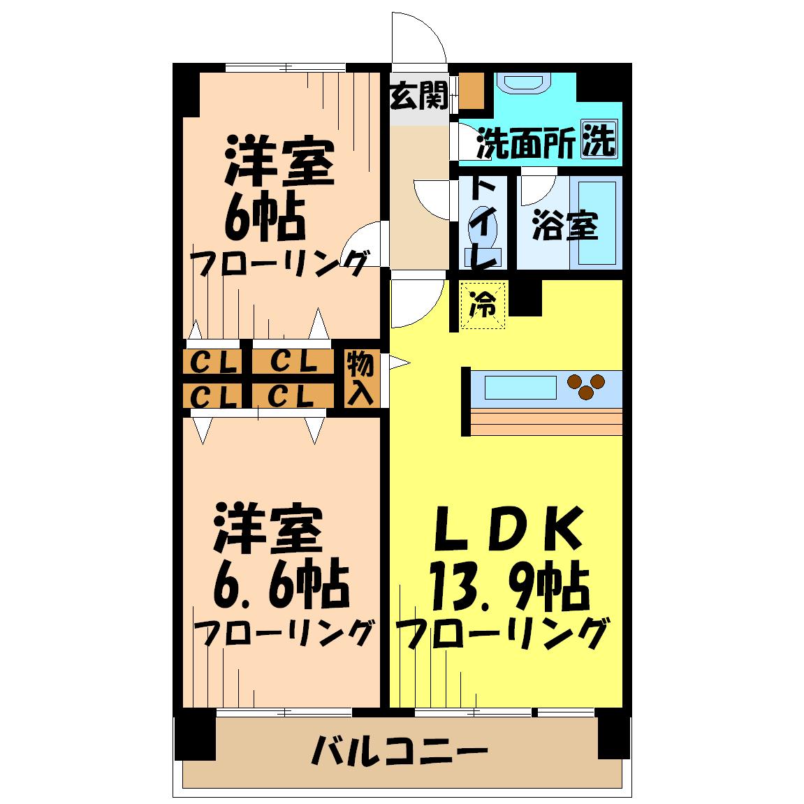 メルヴェーユ調布 304号室 間取り