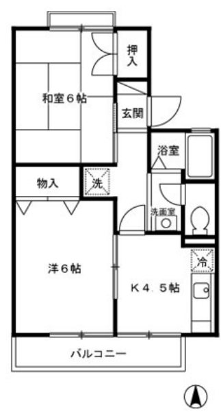 パレス神代A 102号室 間取り