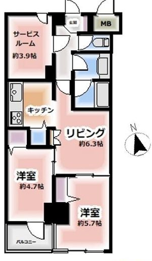 400号室 間取り