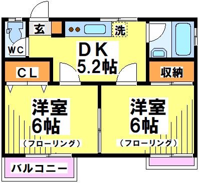 しらゆり荘 6号室 間取り